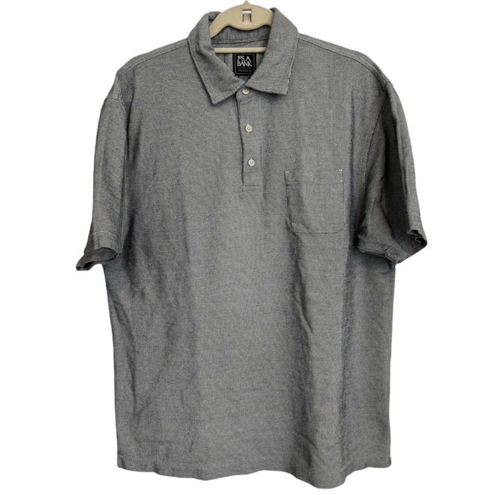 Jos. A. Bank Mens Grey Traveler Short Sleeve Front Pocket Cotton Polo Size XL - Picture 2 of 4